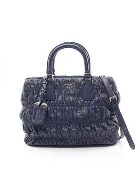 Prada Nappa Gaufre 2-Way Navy Leather Shoulder Handbag